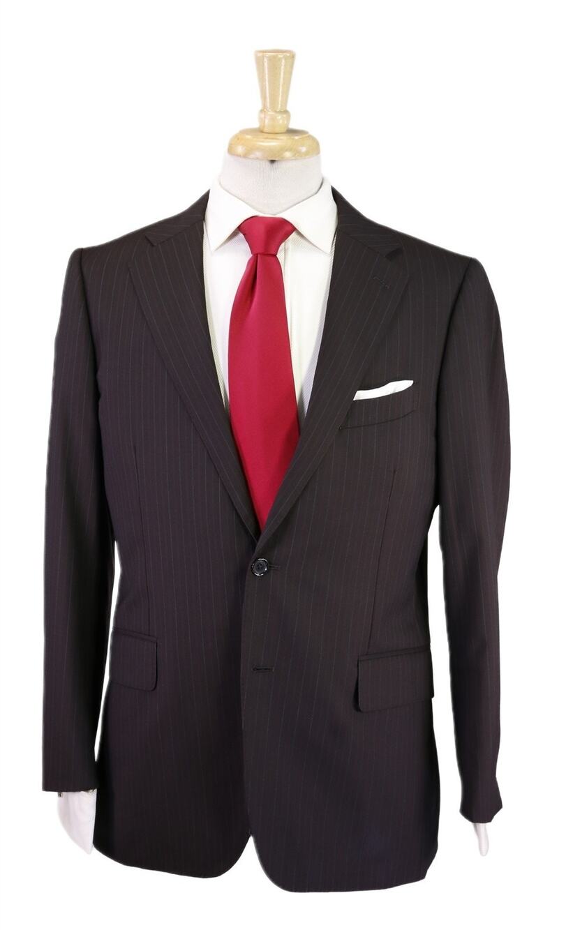 Paul Stuart Brown Striped 2-Btn Super 120's Wool Suit 38S